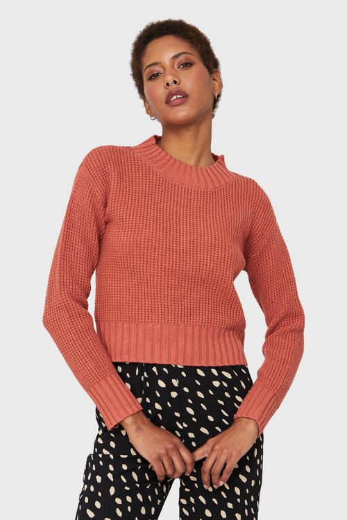 Sweater Crop Básico Óxido